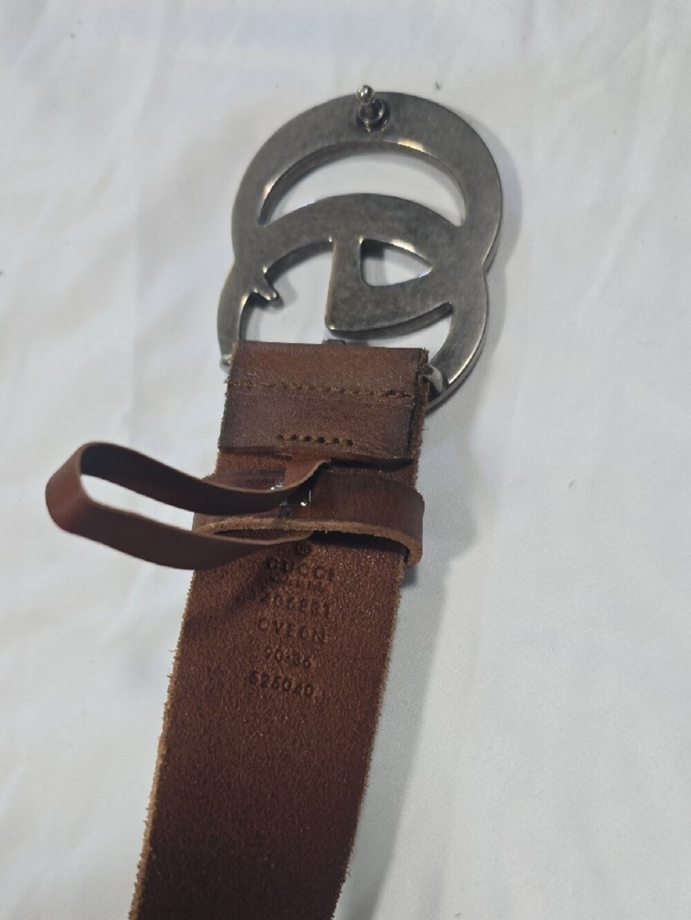 Gucci Brown Leather Belt with Gunmetal Double G Buckle - Picture 4 of 6